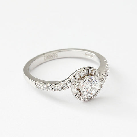 platinum diamond crossover cluster ring with GIA certificate and diamond shoulders 