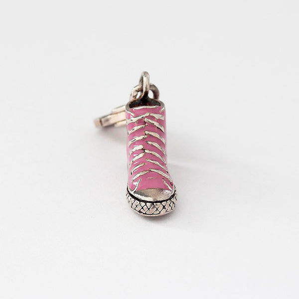 silver and pink enamel boot charm