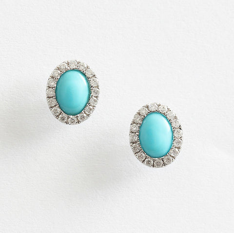 turquoise and diamond oval cluster earrings from marston barrett lewes