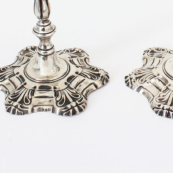 victorian taper sticks in silver hallmarked London 1853