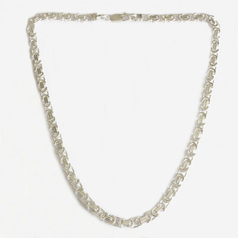 a modern handmade silver necklace with trigger clasp