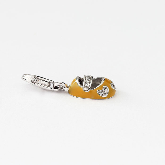 silver yellow enamel baby shoe charm