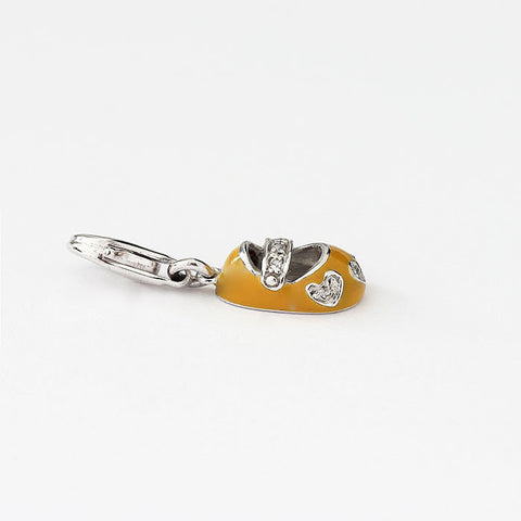 silver yellow enamel baby shoe charm