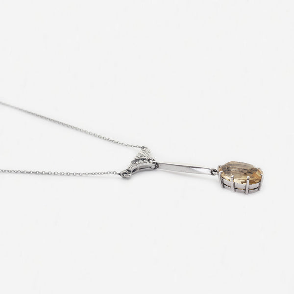 Yellow Sapphire & Diamond Necklace in Platinum - Secondhand